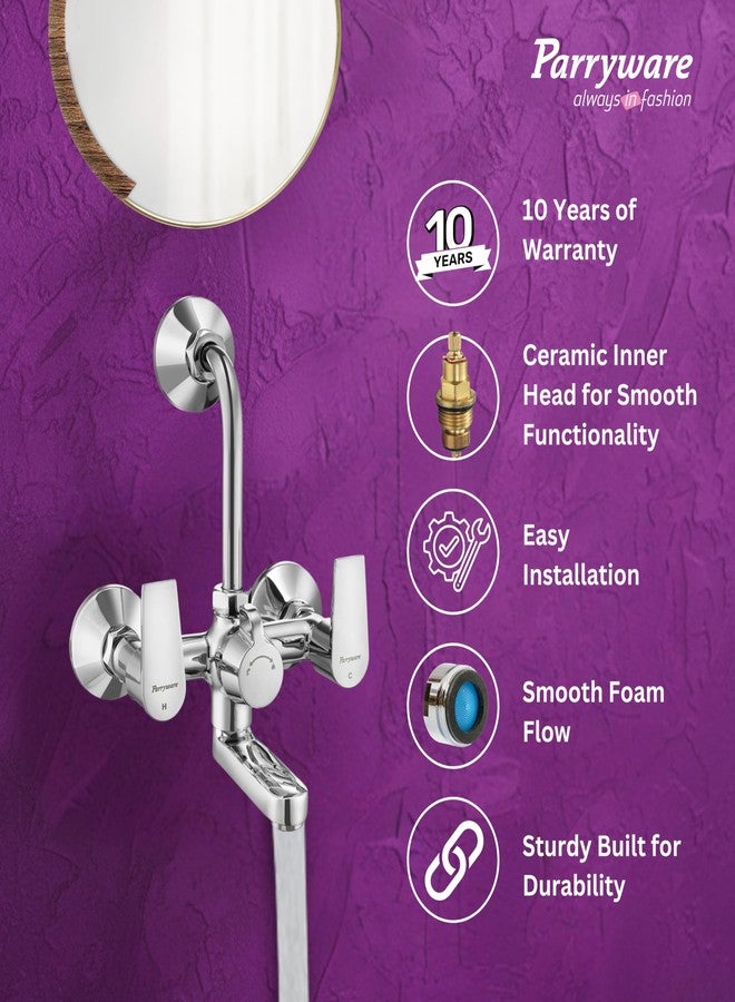 Parryware Praseo 2-Way Wall Mixer | Hot & Cold Water Mixer with Spout and Hand Shower - Image 2